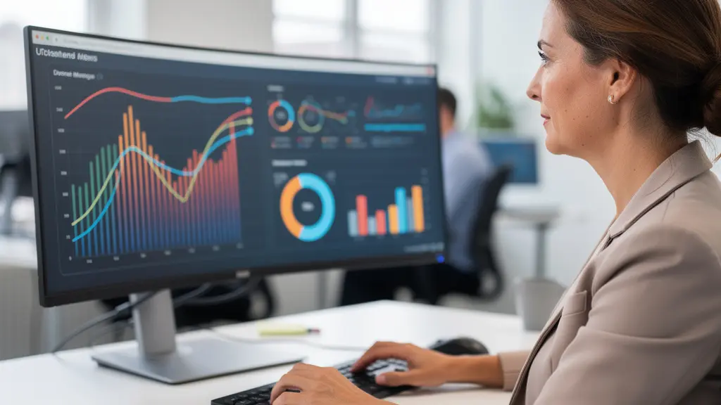 Dirigeante PME consultant écran monitoring production panneaux solaires